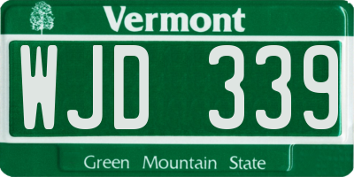 VT license plate WJD339
