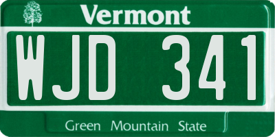 VT license plate WJD341