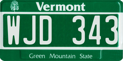VT license plate WJD343