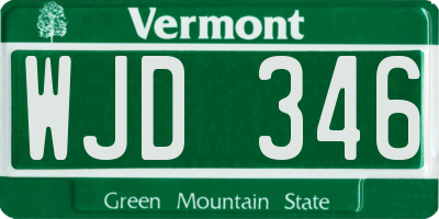 VT license plate WJD346