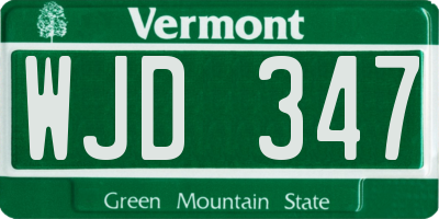 VT license plate WJD347