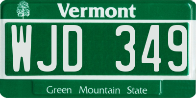 VT license plate WJD349