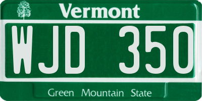 VT license plate WJD350