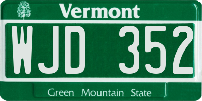 VT license plate WJD352