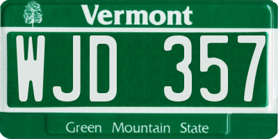VT license plate WJD357