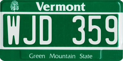 VT license plate WJD359