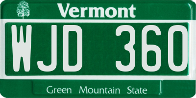 VT license plate WJD360