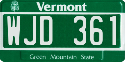 VT license plate WJD361