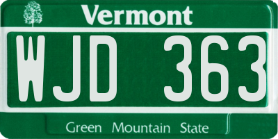 VT license plate WJD363
