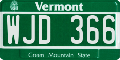 VT license plate WJD366