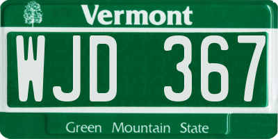 VT license plate WJD367