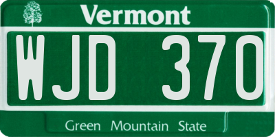 VT license plate WJD370