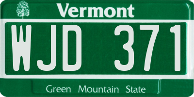 VT license plate WJD371