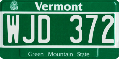 VT license plate WJD372