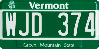 VT license plate WJD374