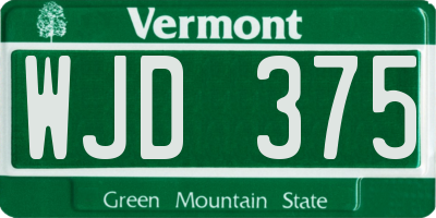 VT license plate WJD375