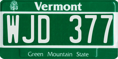 VT license plate WJD377