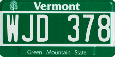 VT license plate WJD378