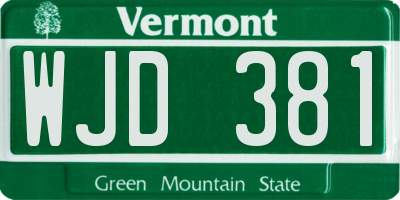 VT license plate WJD381