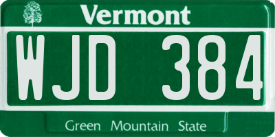 VT license plate WJD384