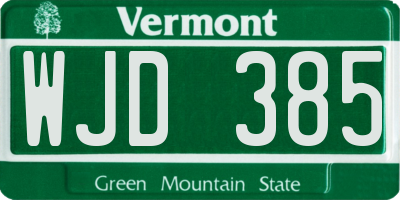 VT license plate WJD385