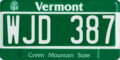 VT license plate WJD387