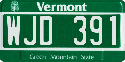 VT license plate WJD391