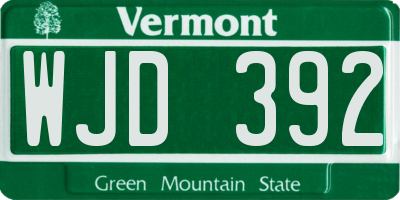 VT license plate WJD392