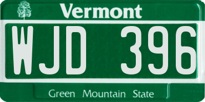 VT license plate WJD396