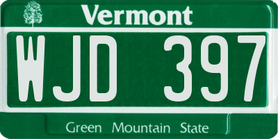 VT license plate WJD397