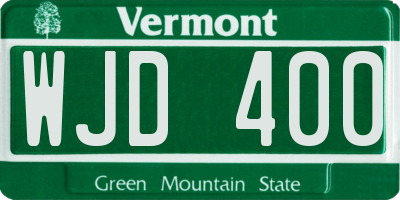 VT license plate WJD400