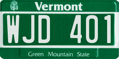 VT license plate WJD401