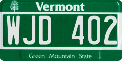 VT license plate WJD402
