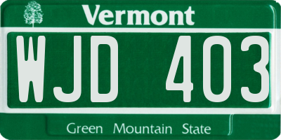 VT license plate WJD403