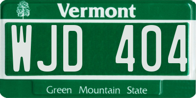 VT license plate WJD404