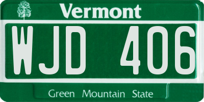 VT license plate WJD406