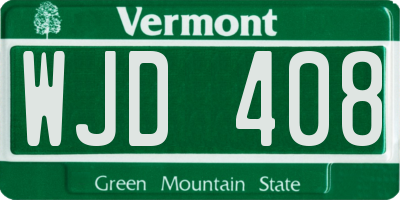 VT license plate WJD408