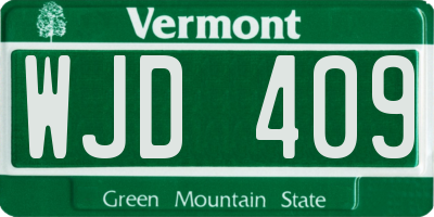 VT license plate WJD409