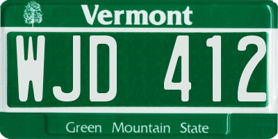 VT license plate WJD412