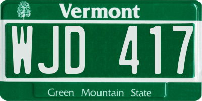 VT license plate WJD417