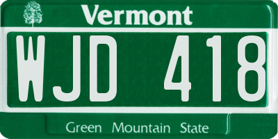 VT license plate WJD418