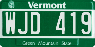 VT license plate WJD419