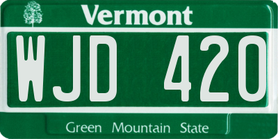 VT license plate WJD420