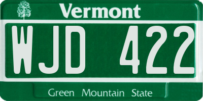 VT license plate WJD422