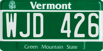 VT license plate WJD426
