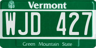 VT license plate WJD427