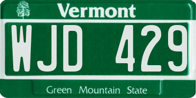 VT license plate WJD429