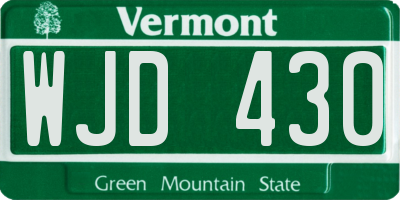 VT license plate WJD430