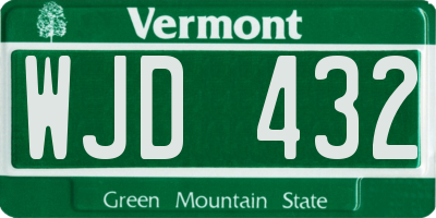 VT license plate WJD432