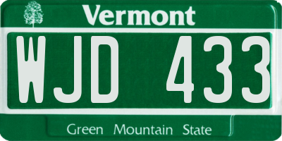 VT license plate WJD433
